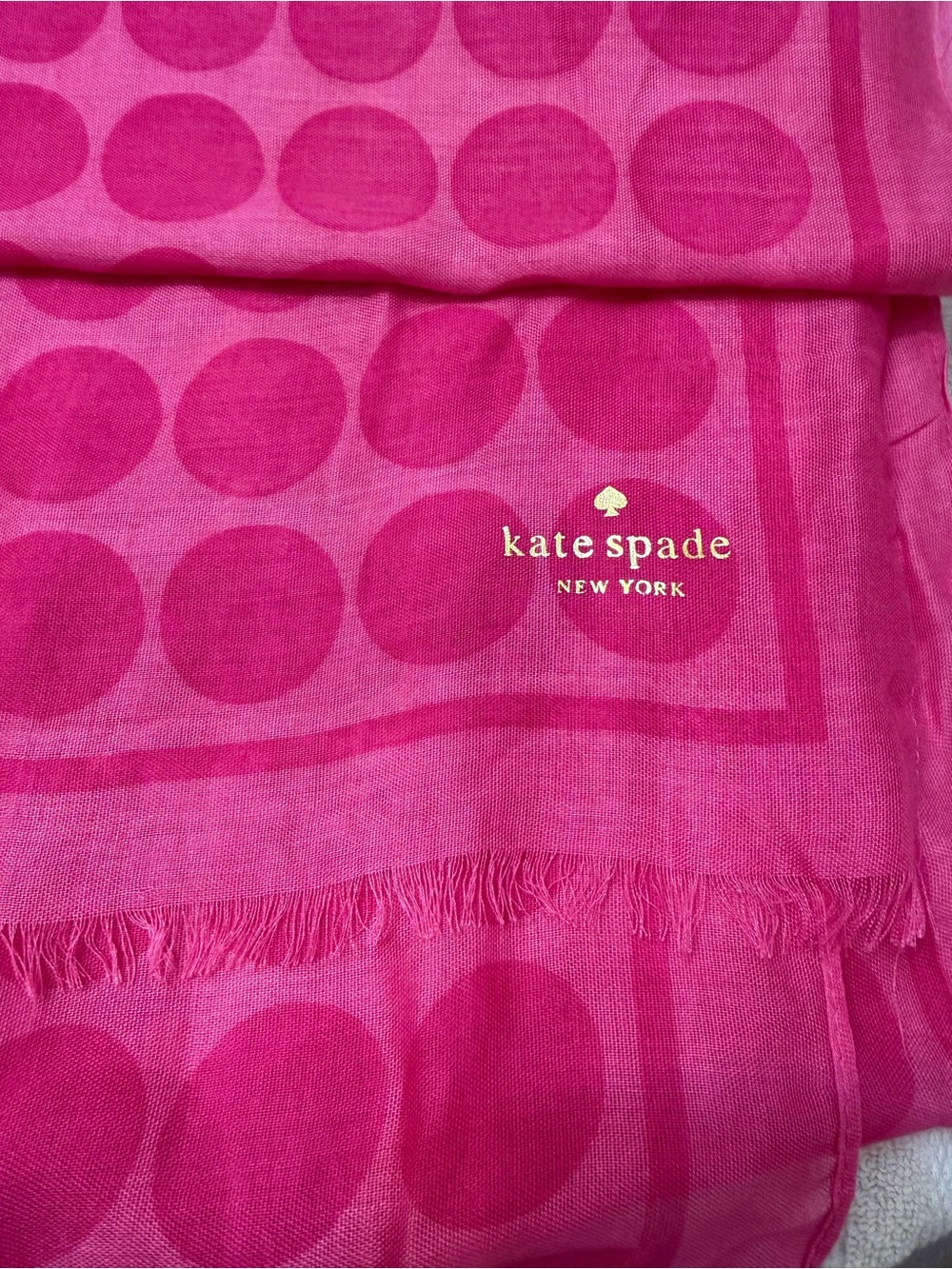 kate spade bright fuchsia polka dot scarf